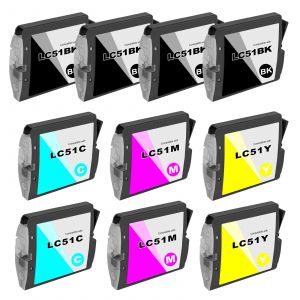 Compatible Brother LC51 High Yield Ink Cartridge 10 Pack (4 Black, 2 each of Cyan, Magenta, Yellow)